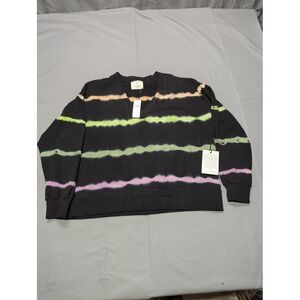 Electric & Rose Womens Boho Tie Dye Sweatshirt Multicolor Line Hippie‎ Size XS